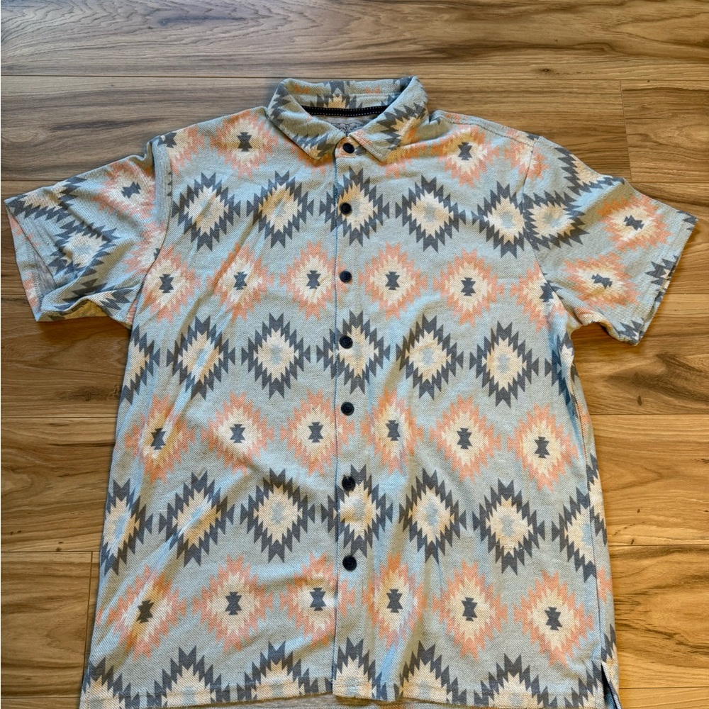Men's Patterned Short Sleeve Shirt - Multicolor